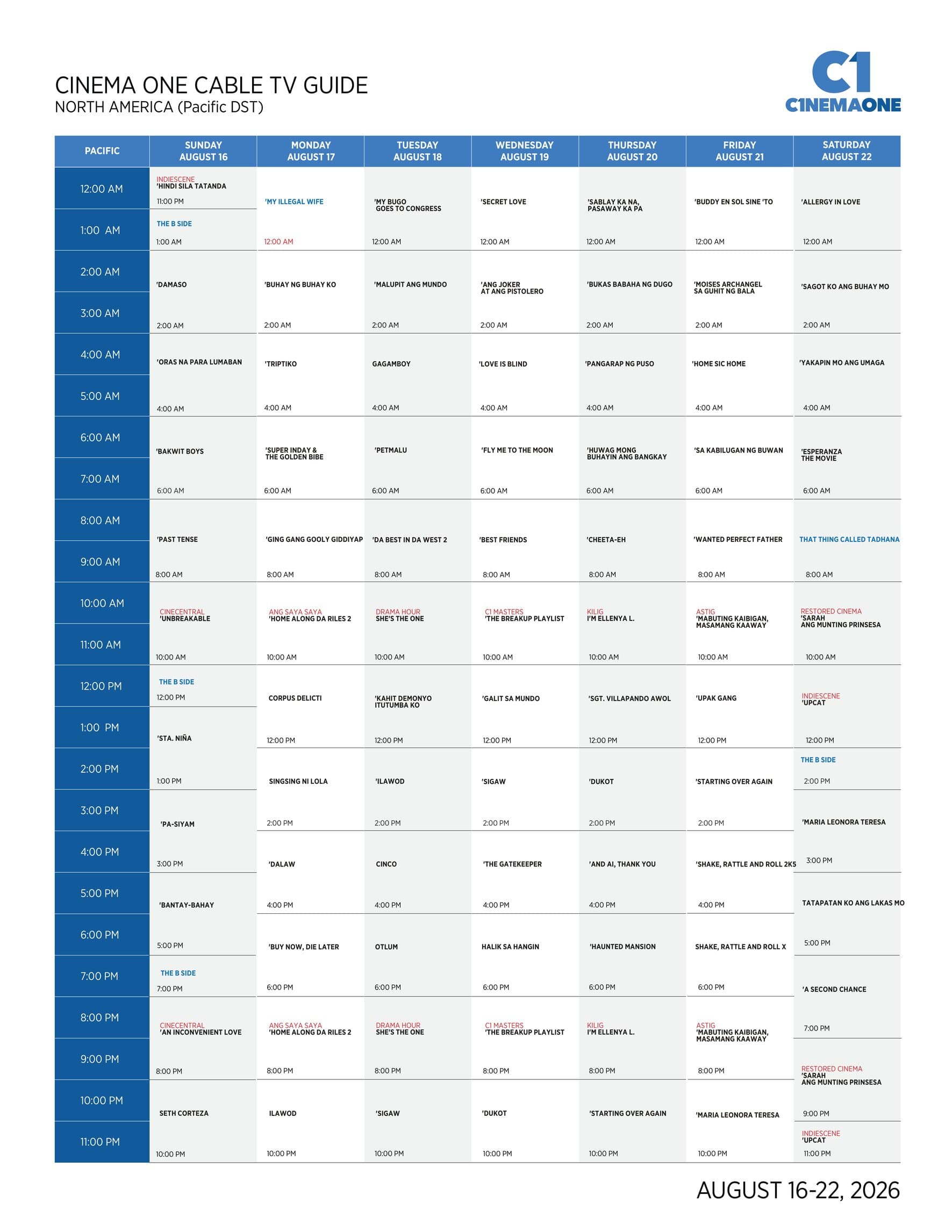 PACIFIC (US) – Aug 16-22, 2026